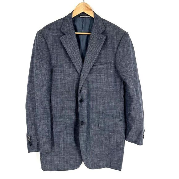 Canali Jacket Size 44L Mens Blue Wool Silk Linen 13290 Two Button Blazer Italy - Picture 1 of 13